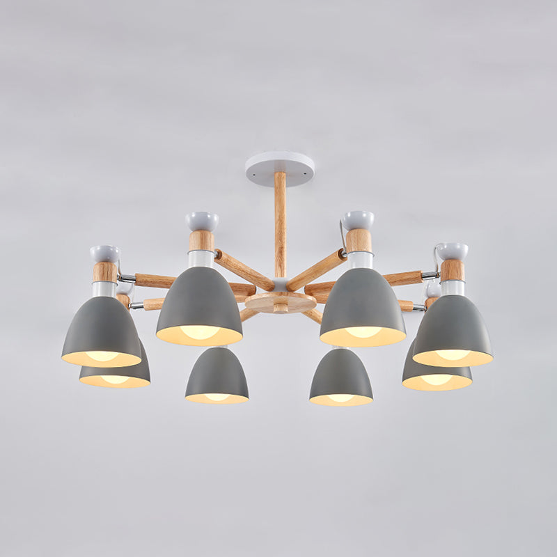 Multi Light Cone Sanging Chandelier Modern Macaron Style Metal Metal Hanging Lamping pour chambre à coucher