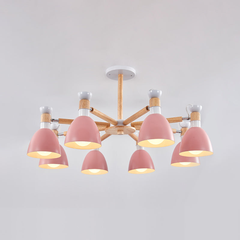 Multi Light Cone Sanging Chandelier Modern Macaron Style Metal Metal Hanging Lamping pour chambre à coucher