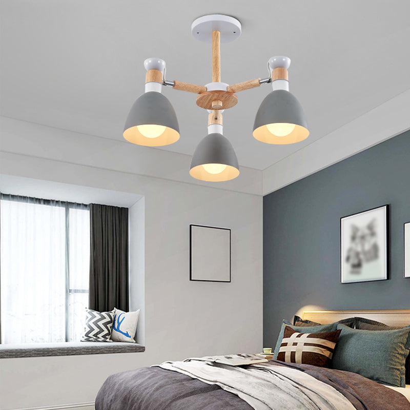 Multi Light Cone Sanging Chandelier Modern Macaron Style Metal Metal Hanging Lamping pour chambre à coucher