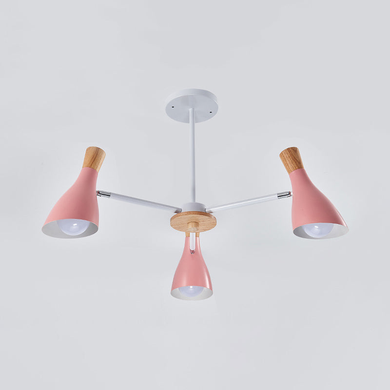 Multi Light Cone Hanging Chandelier Modern Macaron Style Metal Hanging Lamp for Restaurant