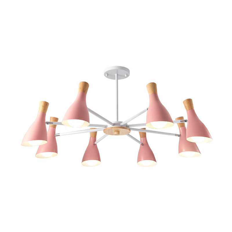 Multi Light Cone Hanging Chandelier Modern Macaron Style Metal Hanging Lamp for Restaurant