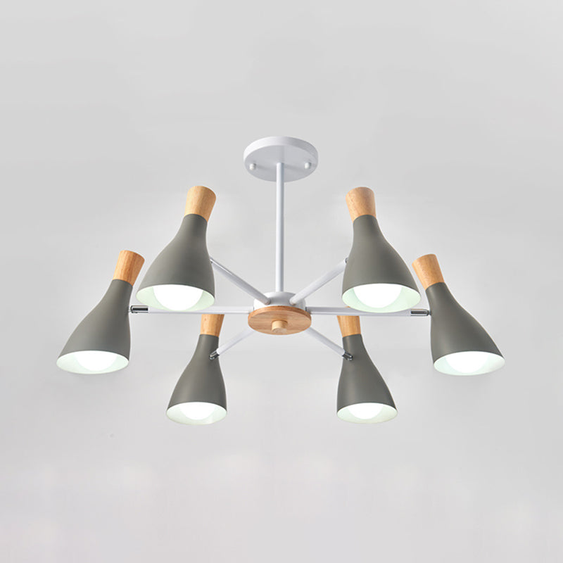 Multi Light Cone Hanging Chandelier Modern Macaron Style Metal Hanging Lamp for Restaurant