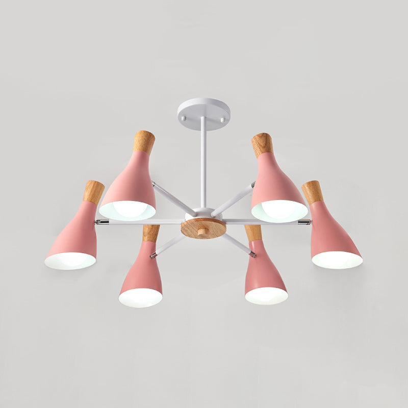 Multi Light Cone Hanging Chandelier Modern Macaron Style Metal Hanging Lamp for Restaurant