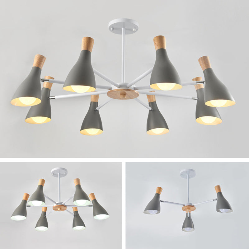 Multi Light Cone Hanging Chandelier Modern Macaron Style Metal Hanging Lamp for Restaurant