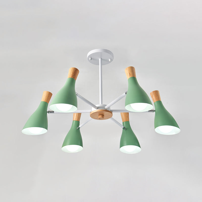 Multi Light Cone Hanging Chandelier Modern Macaron Style Metal Hanging Lamp for Restaurant