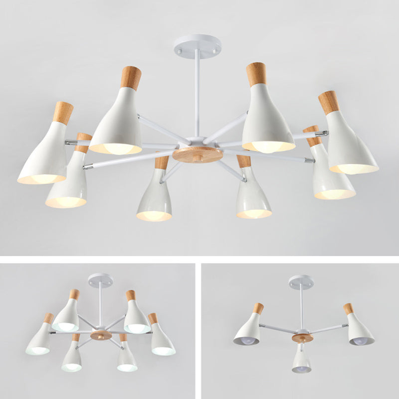 Multi Light Cone Hanging Chandelier Modern Macaron Style Metal Hanging Lamp for Restaurant