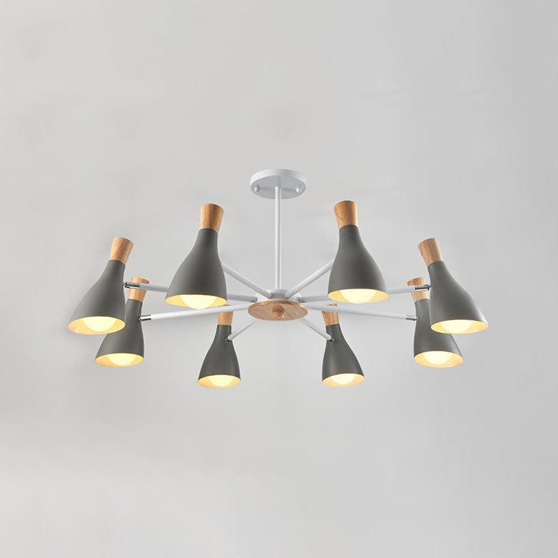 Multi Light Cone Hanging Chandelier Modern Macaron Style Metal Hanging Lamp for Restaurant