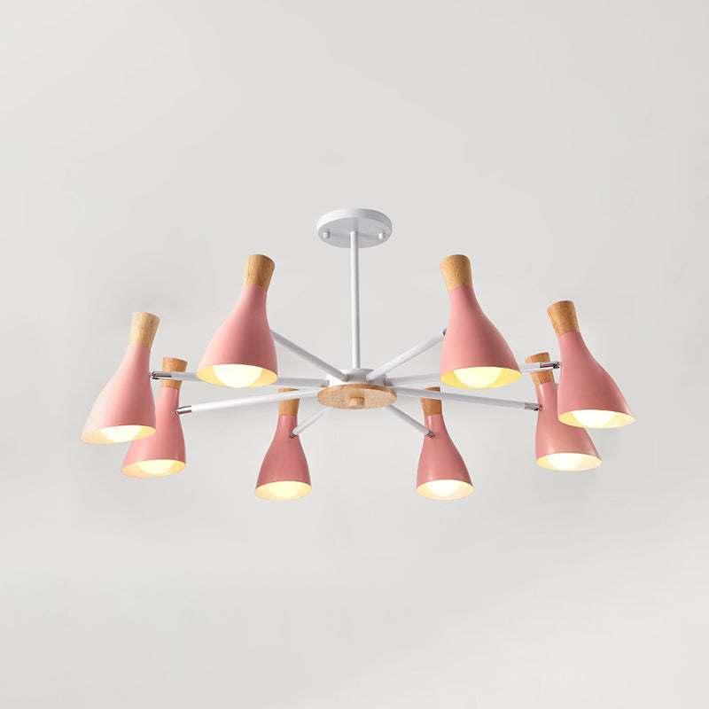 Multi Light Cone Hanging Chandelier Modern Macaron Style Metal Hanging Lamp for Restaurant