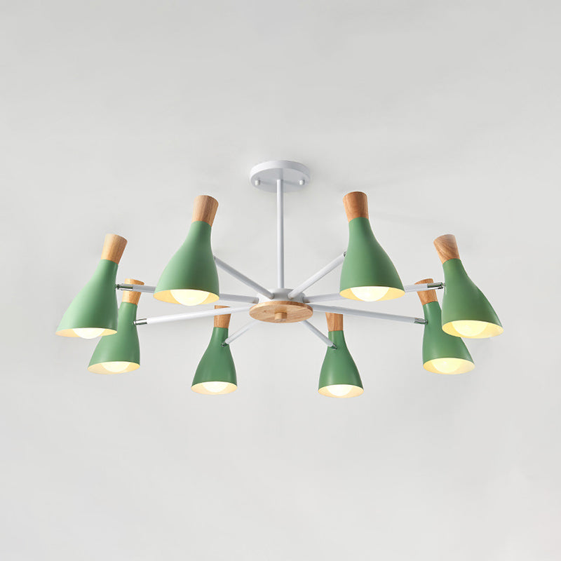 Multi Light Cone Hanging Chandelier Modern Macaron Style Metal Hanging Lamp for Restaurant