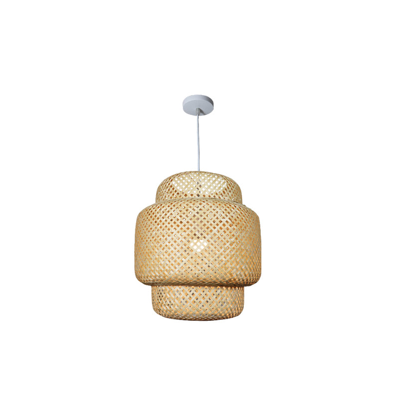 Noordse wevende hanglampverlichting bamboe 1-licht eetkamer plafond suspensielampje