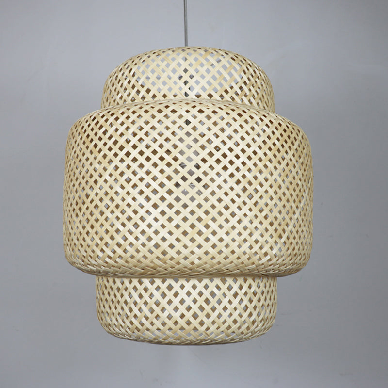 Noordse wevende hanglampverlichting bamboe 1-licht eetkamer plafond suspensielampje