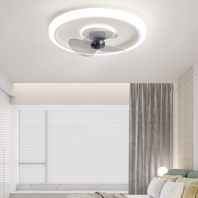 Round Shape Metal Ceiling Fan Modern Style 2 Lights Ceiling Fan Lamp