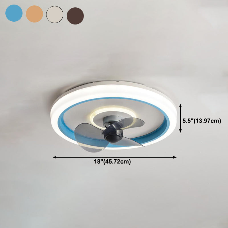 Round Shape Metal Ceiling Fan Modern Style 2 Lights Ceiling Fan Lamp