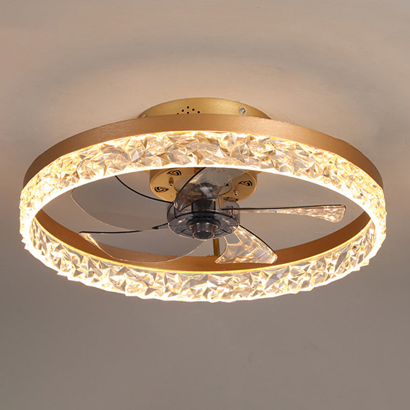 Ventilateur de plafond de cercle moderne Metal 1 Fan de plafond LED clair pour chambre à coucher