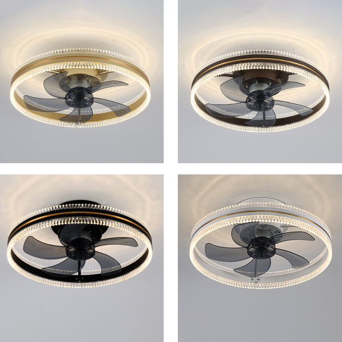 Metal Circle Ceiling Fan Lights Modern Style 2 Light LED Flush Lights