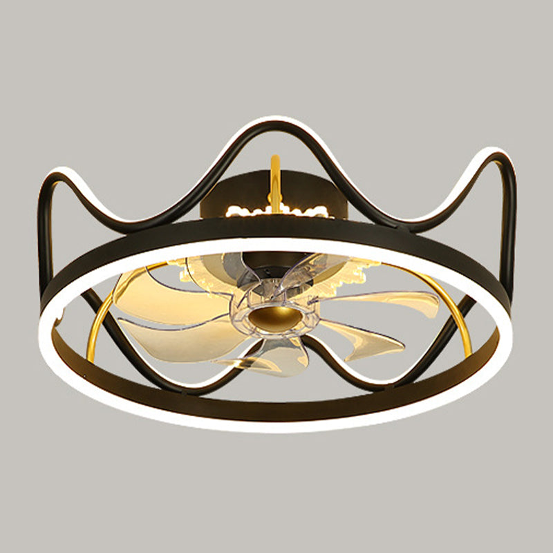 Luci da ventola del soffitto a forma di corona in metallo 2 moderni luci a filo a LED LED