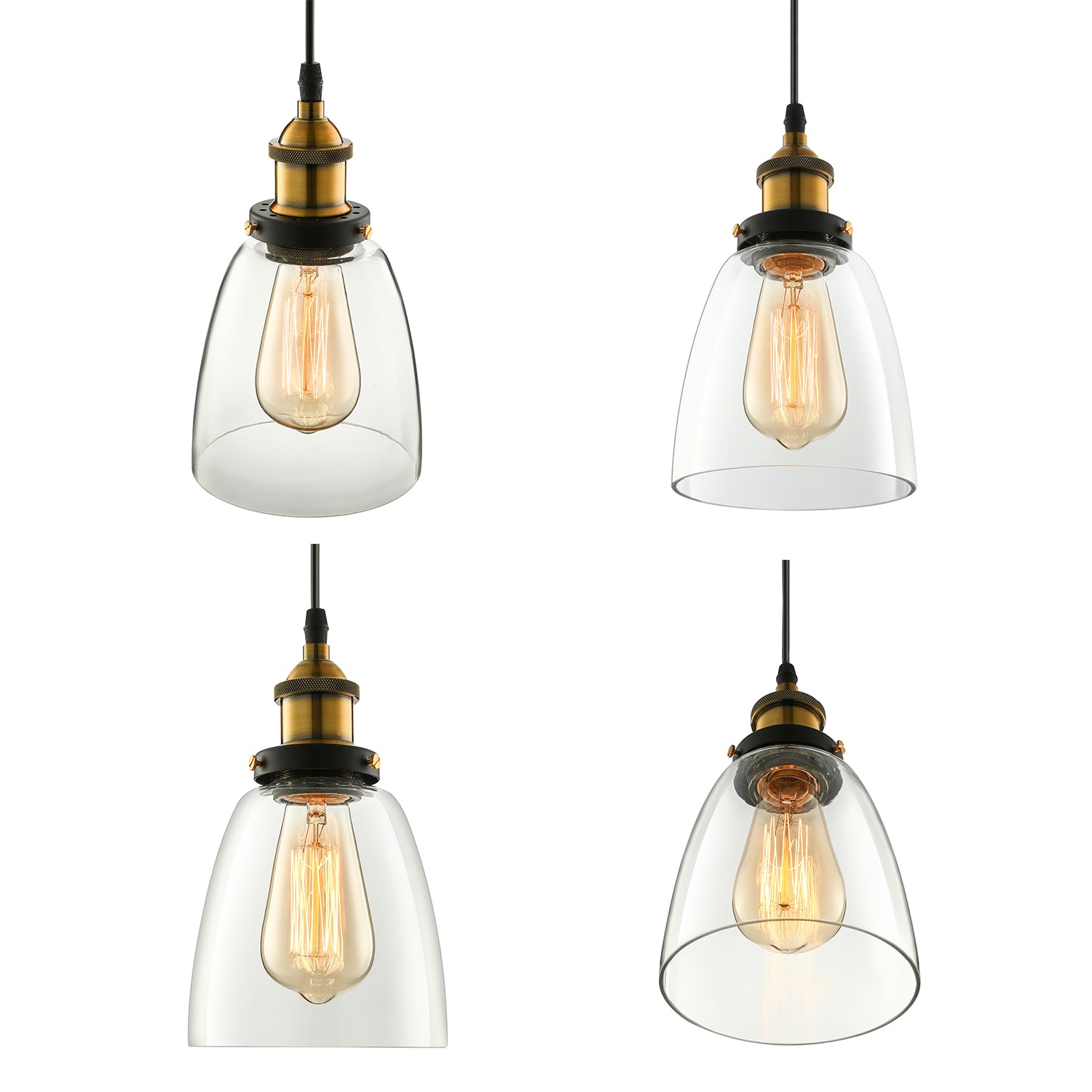 5.5"/7" Wide Cone Pendant Light Industrial 1 Light Grey/Brown/Clear Glass Hanging Lamp in Bronze