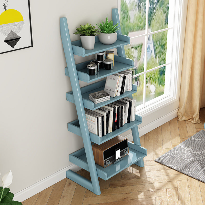 Rubber Wood Ladder Bookshelf Modern Open Back Bookshelf for Home Office