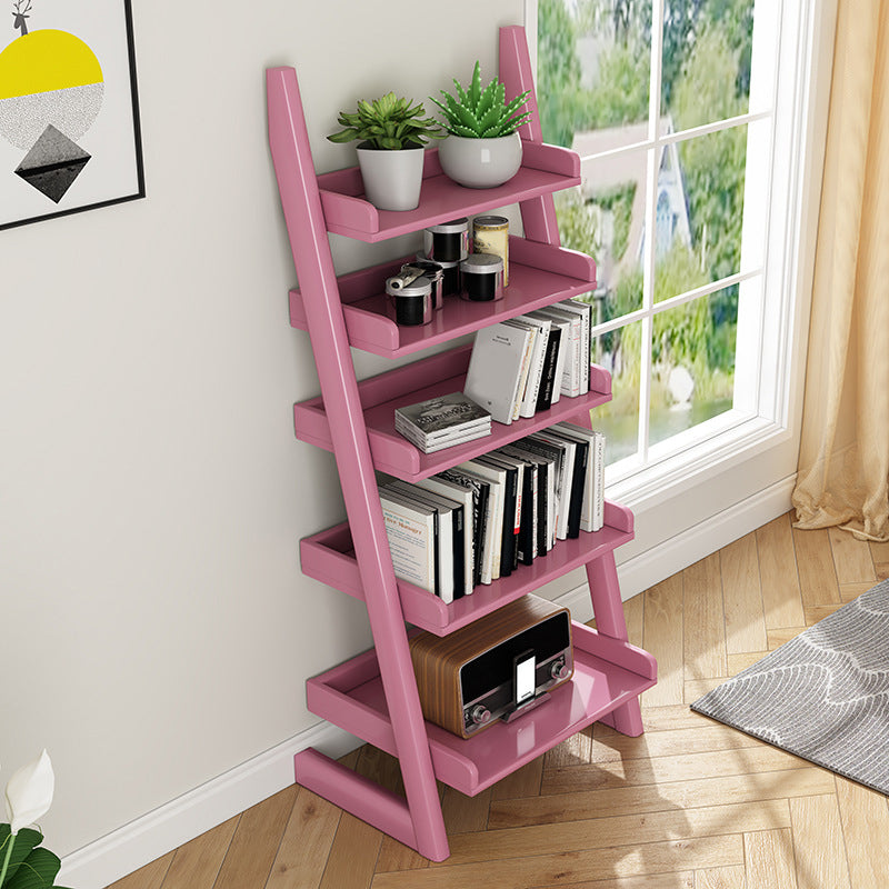 Rubber Wood Ladder boekenplank Moderne Open Back boekenplank voor thuiskantoor