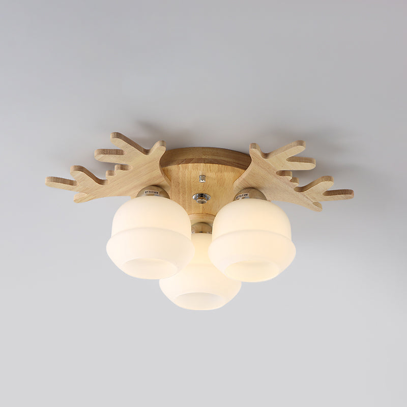 Antler Shape Ceiling Lamp Modern Wood 1 Light Flush Mount for Living Room