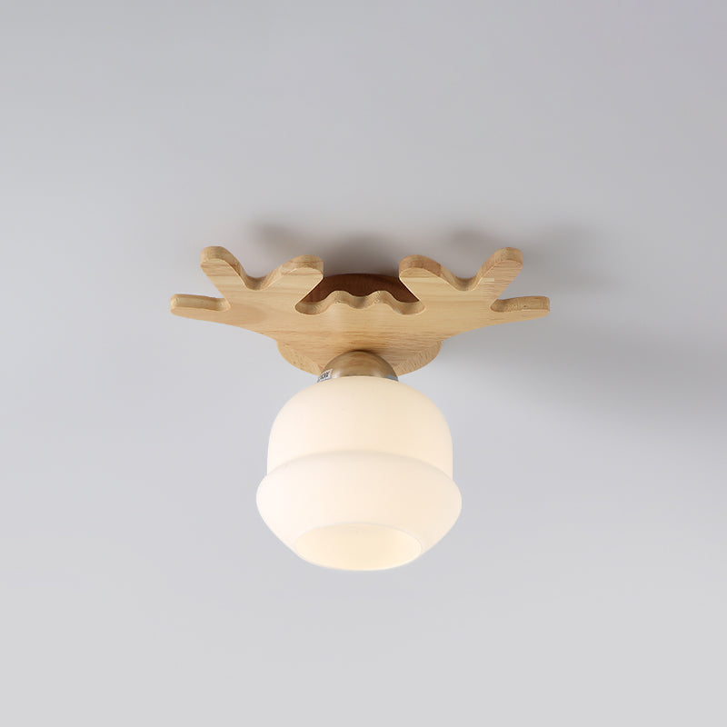 Antler Shape Ceiling Lamp Modern Wood 1 Light Flush Mount for Living Room