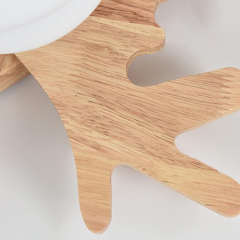 Geweihform Deckenlampe Modernes Holz 1 Leichte Flush -Halterung für Wohnzimmer