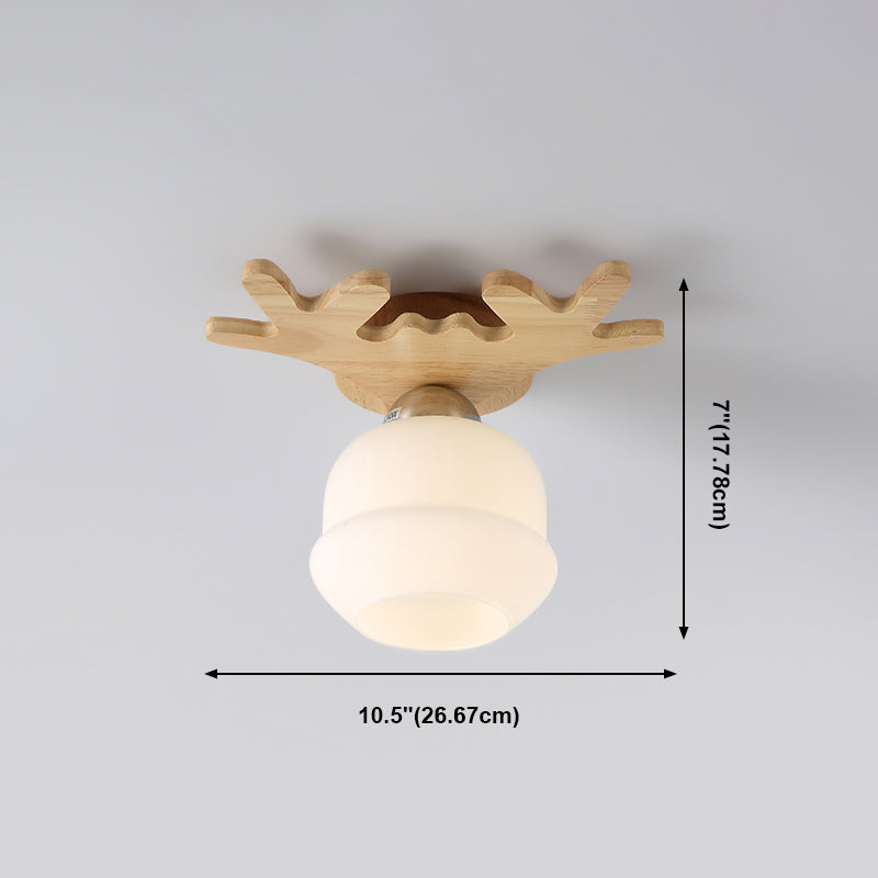 Antler Shape Ceiling Lamp Modern Wood 1 Light Flush Mount for Living Room