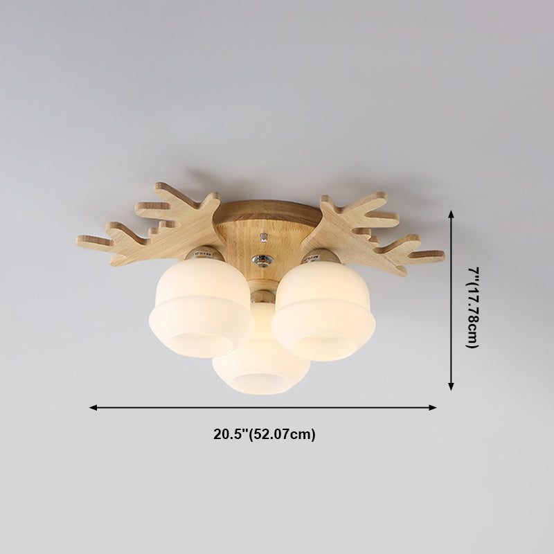 Antler Shape Ceiling Lamp Modern Wood 1 Light Flush Mount for Living Room