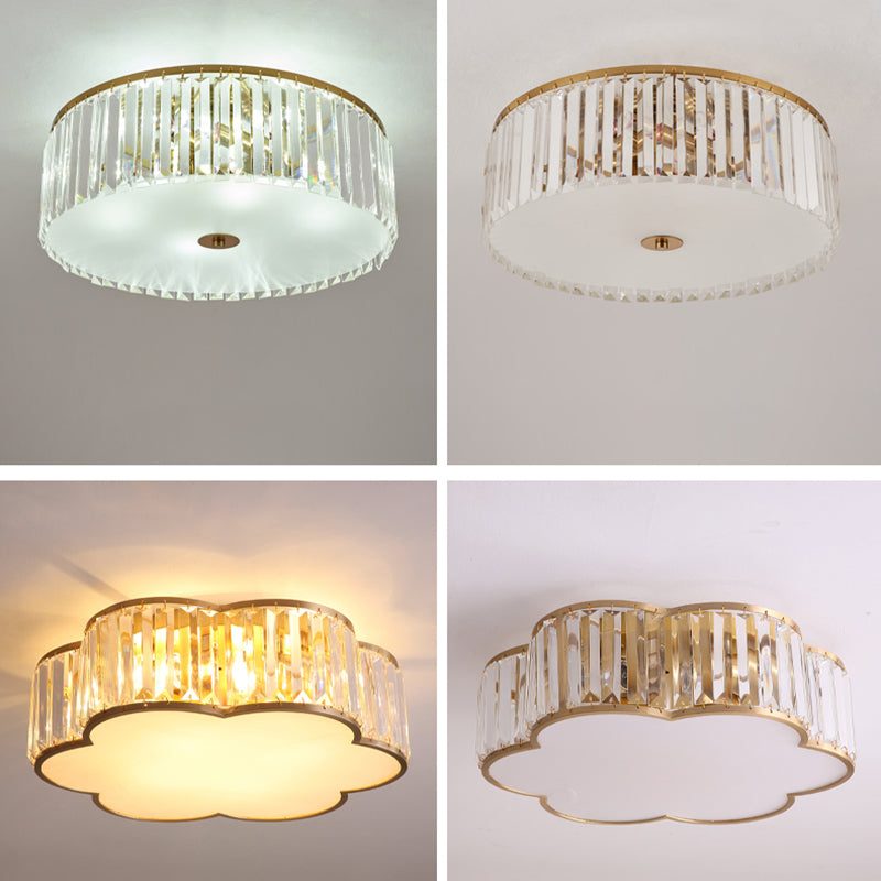 Crystal Shaded Ceiling Mounted Lamp Fixture Simplicity Bedroom Ceiling Mounted Light