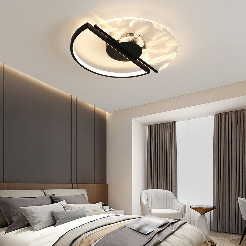 Metal Round Shape Flush Ceiling Light Modern Style 2-Lights Flush Ceiling Light Fixtures