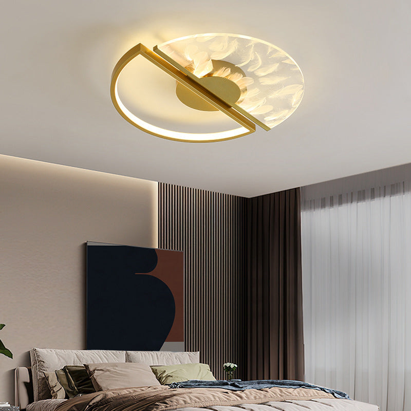 Metal Round Shape Flush Ceiling Light Modern Style 2-Lights Flush Ceiling Light Fixtures