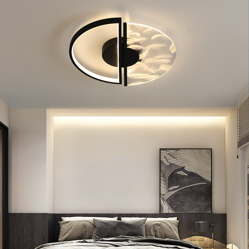 Metal Round Shape Flush Ceiling Light Modern Style 2-Lights Flush Ceiling Light Fixtures