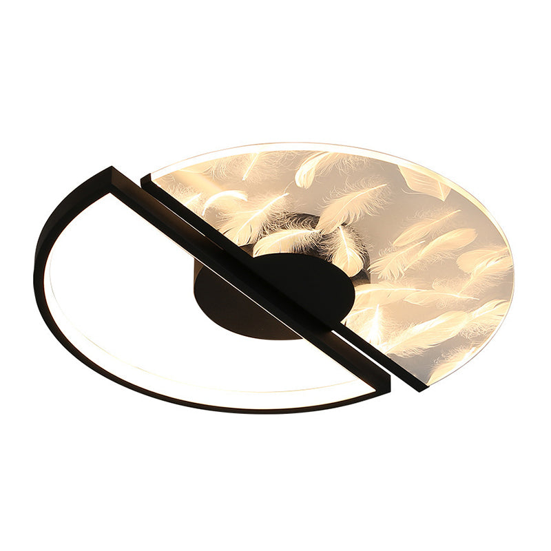 Metal Round Shape Flush Ceiling Light Modern Style 2-Lights Flush Ceiling Light Fixtures