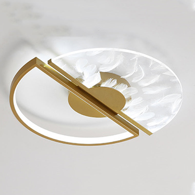 Metal Round Shape Flush Ceiling Light Modern Style 2-Lights Flush Ceiling Light Fixtures