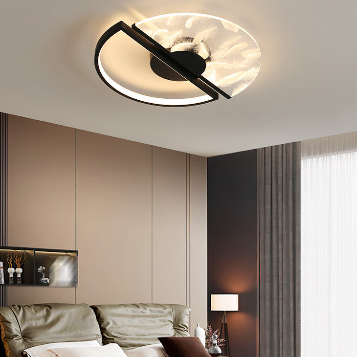 Metal Round Shape Flush Ceiling Light Modern Style 2-Lights Flush Ceiling Light Fixtures