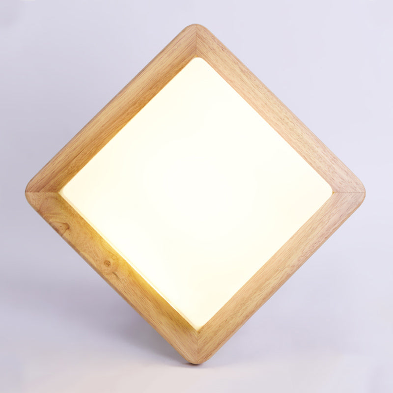 Wood Square Shape Flush Ceiling Light Modern 1 Light Flush Ceiling Light Fixtures in Brown