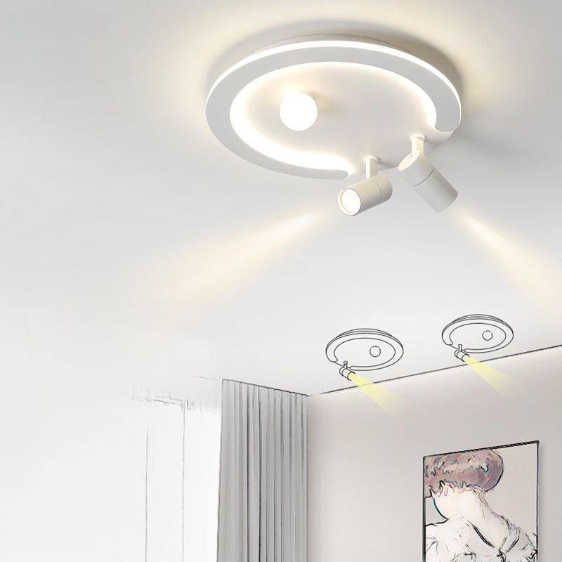 Modern Round Ceiling Light Metal White Track Flush Mount Light for Living Room