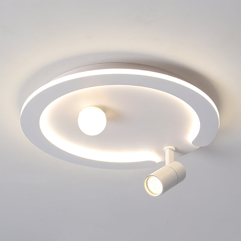 Modern Round Ceiling Light Metal White Track Flush Mount Light for Living Room