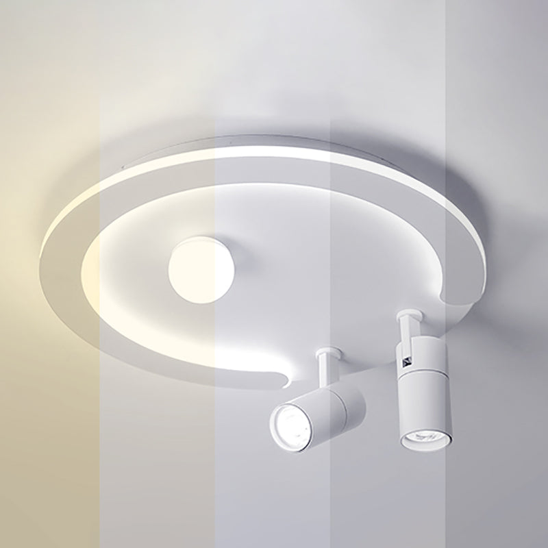 Modern Round Ceiling Light Metal White Track Flush Mount Light for Living Room