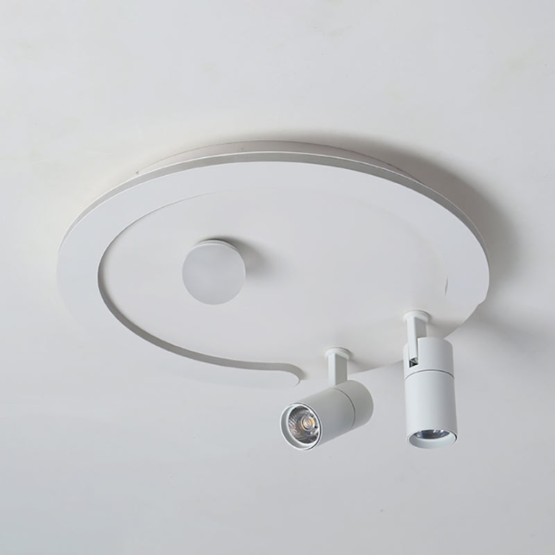 Plafond rond moderne métal métal trace blanche monte