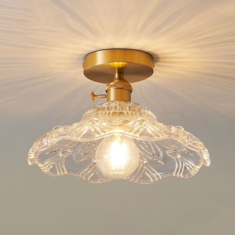 1 Bulb Glass Ceiling Light Bedroom Flush Mount Ceiling Lamp Fixture