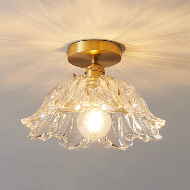 1 Bulb Glass Ceiling Light Bedroom Flush Mount Ceiling Lamp Fixture