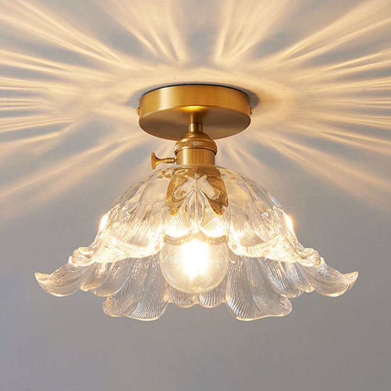 1 Bulb Glass Ceiling Light Bedroom Flush Mount Ceiling Lamp Fixture