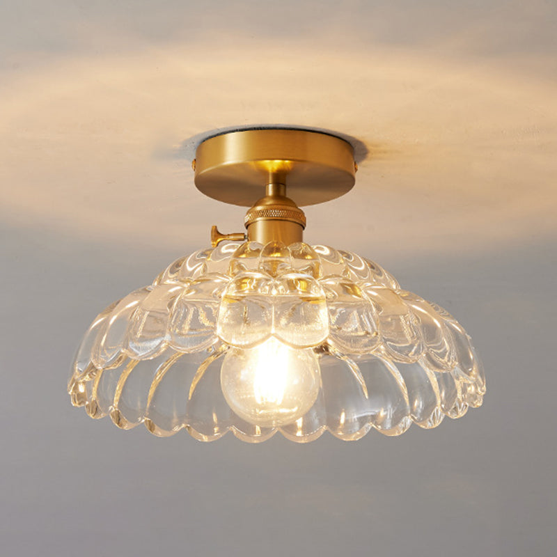 1 Bulb Glass Ceiling Light Bedroom Flush Mount Ceiling Lamp Fixture