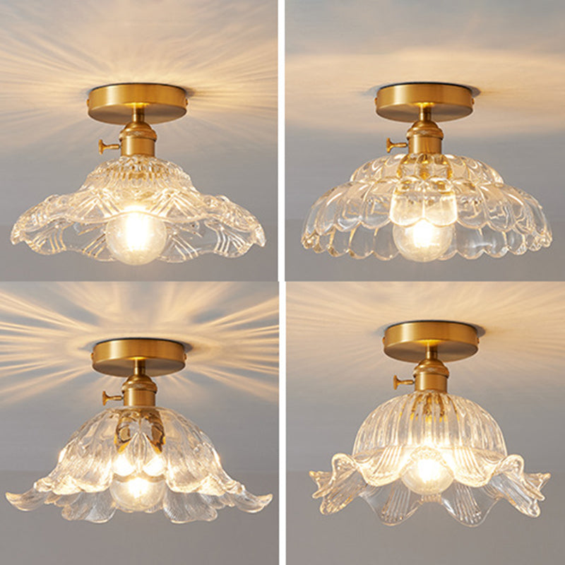 1 Bulb Glass Ceiling Light Bedroom Flush Mount Ceiling Lamp Fixture