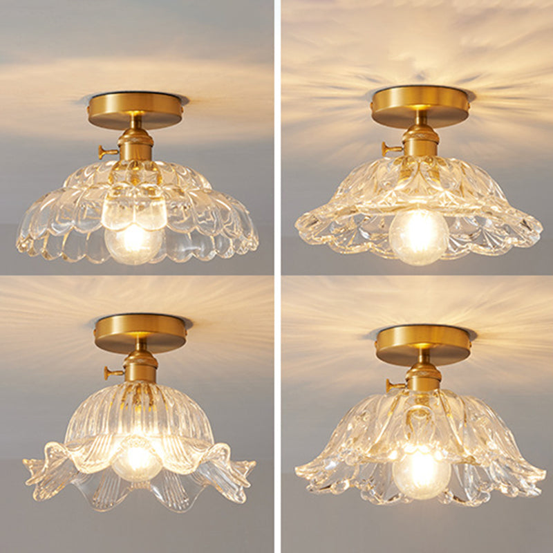 1 Bulb Glass Ceiling Light Bedroom Flush Mount Ceiling Lamp Fixture