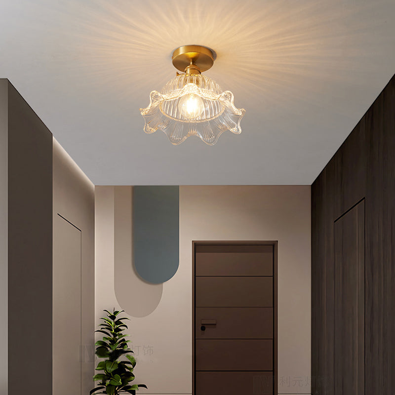 1 Bulb Glass Ceiling Light Bedroom Flush Mount Ceiling Lamp Fixture