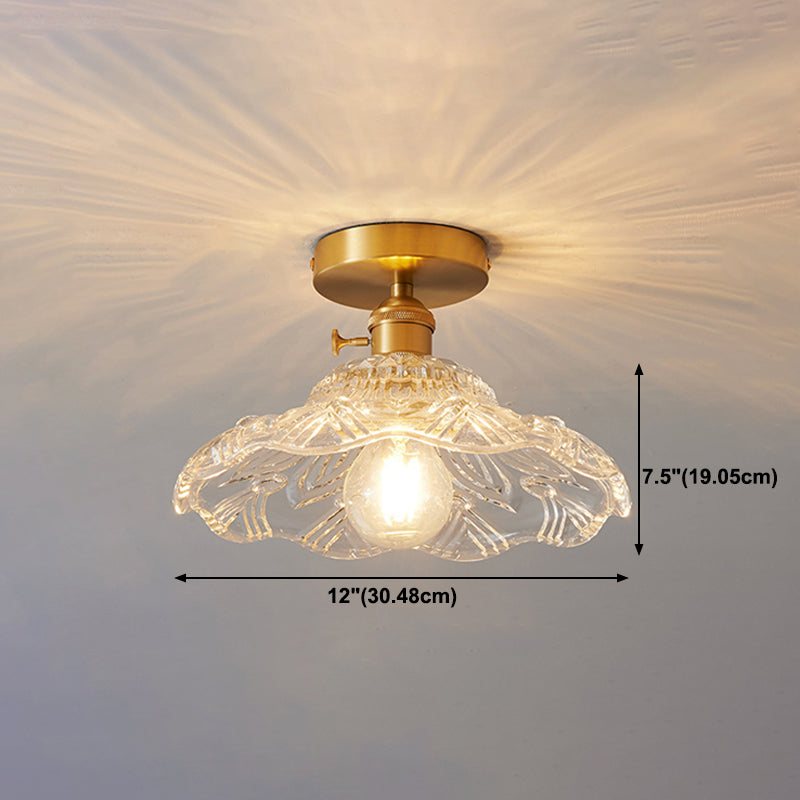 1 Bulb Glass Ceiling Light Bedroom Flush Mount Ceiling Lamp Fixture