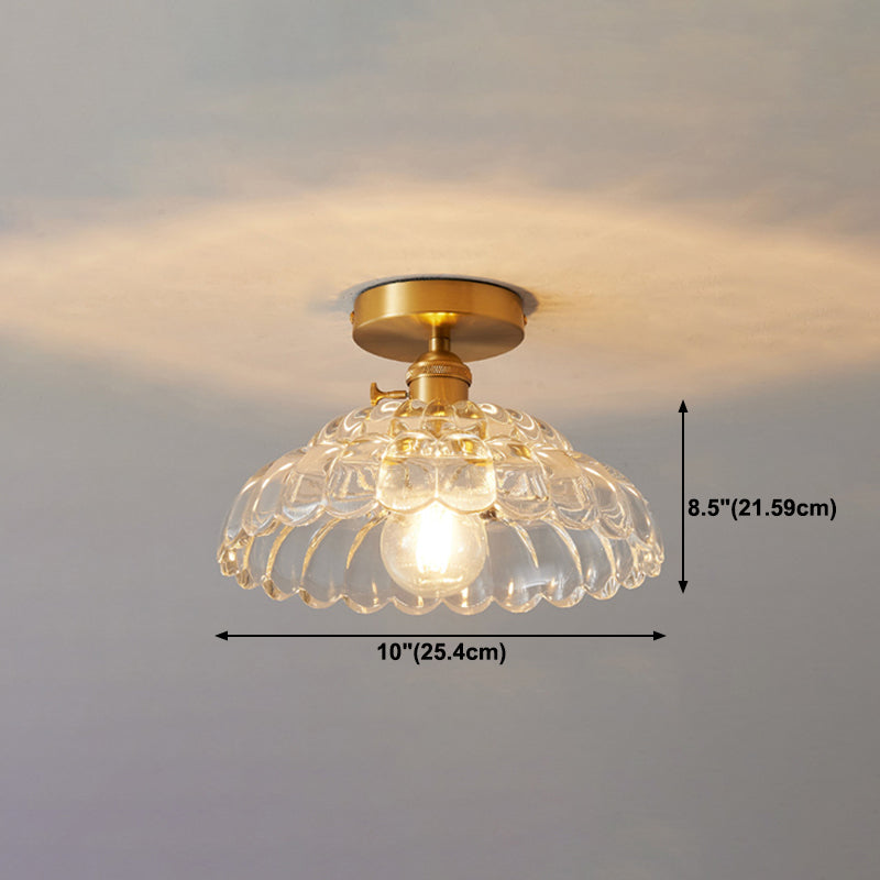 1 Bulb Glass Ceiling Light Bedroom Flush Mount Ceiling Lamp Fixture