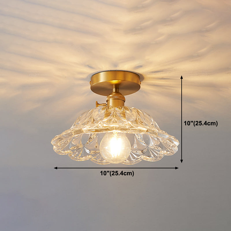 1 Bulb Glass Ceiling Light Bedroom Flush Mount Ceiling Lamp Fixture